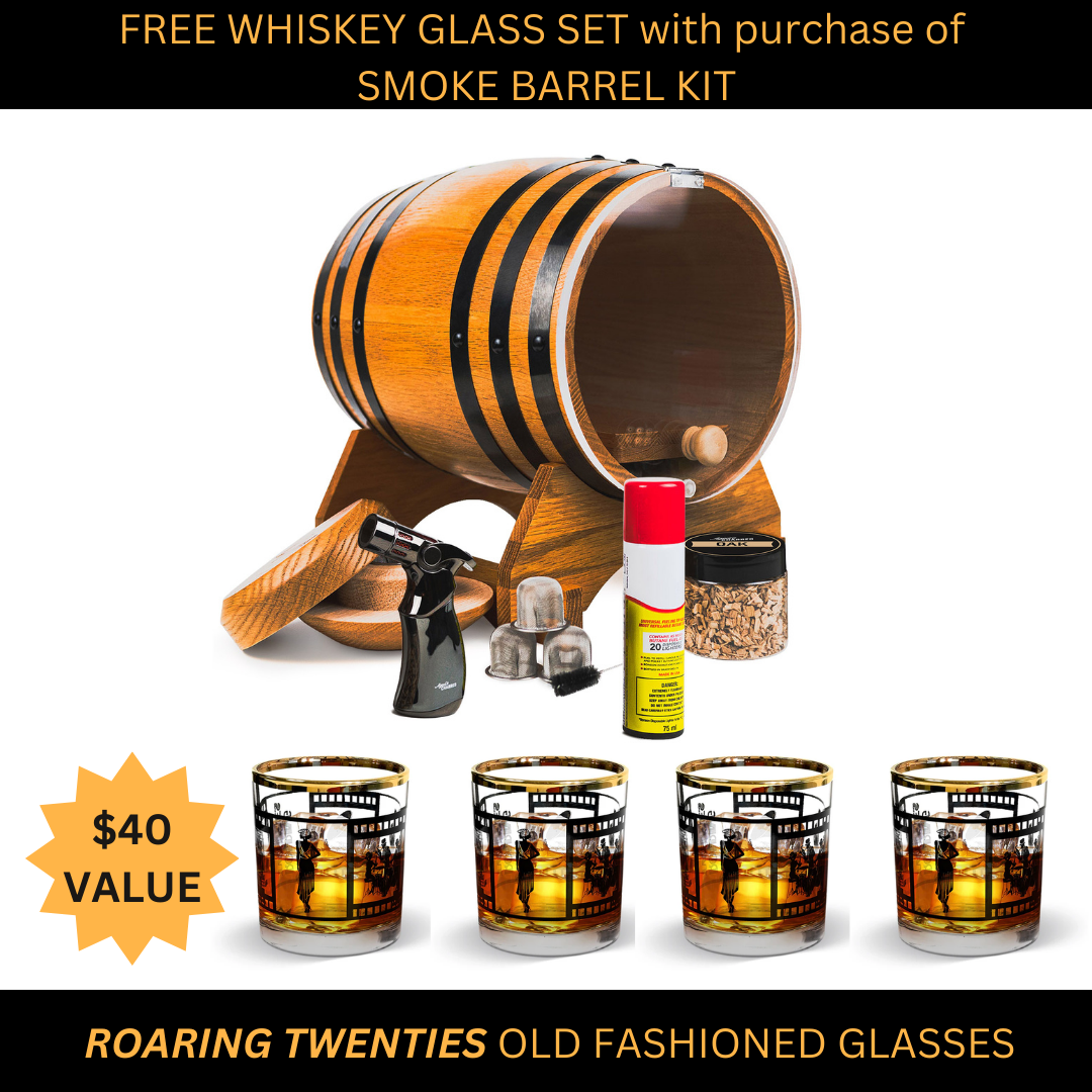 Smoke Barrel Kit With Free Whiskey Glass 4 Pack