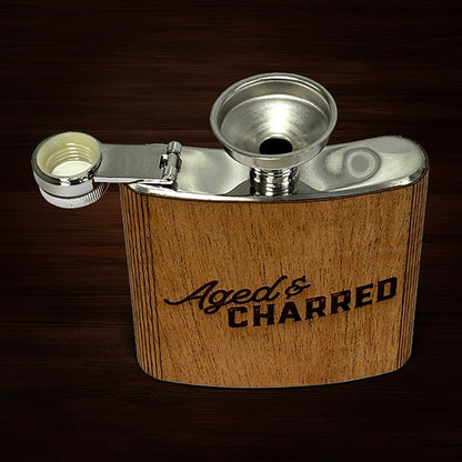 6oz Wood Flask With Funnel